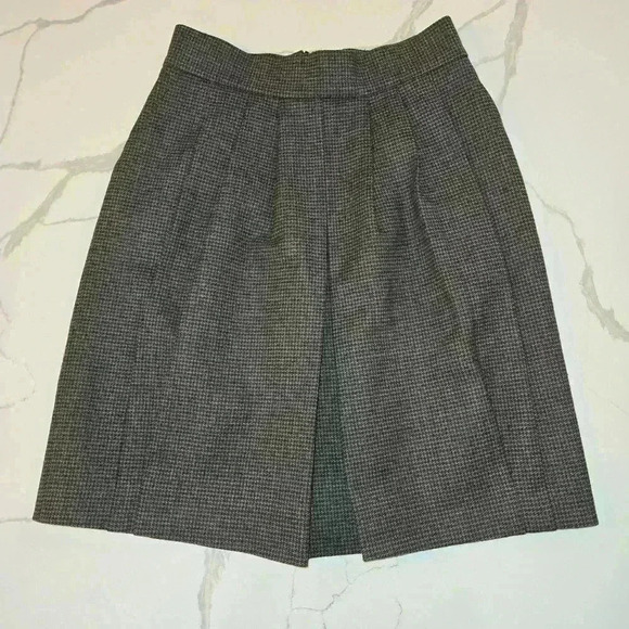 VTG Ysasu Paris Womens Wool Pleated Midi Skirt Brown Taupe Size Medium - Picture 1 of 8